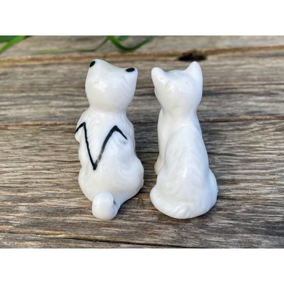 Vintage Pair Bone China Cat and Dog White Figurines Knick Knacks - Picture 4 of 9